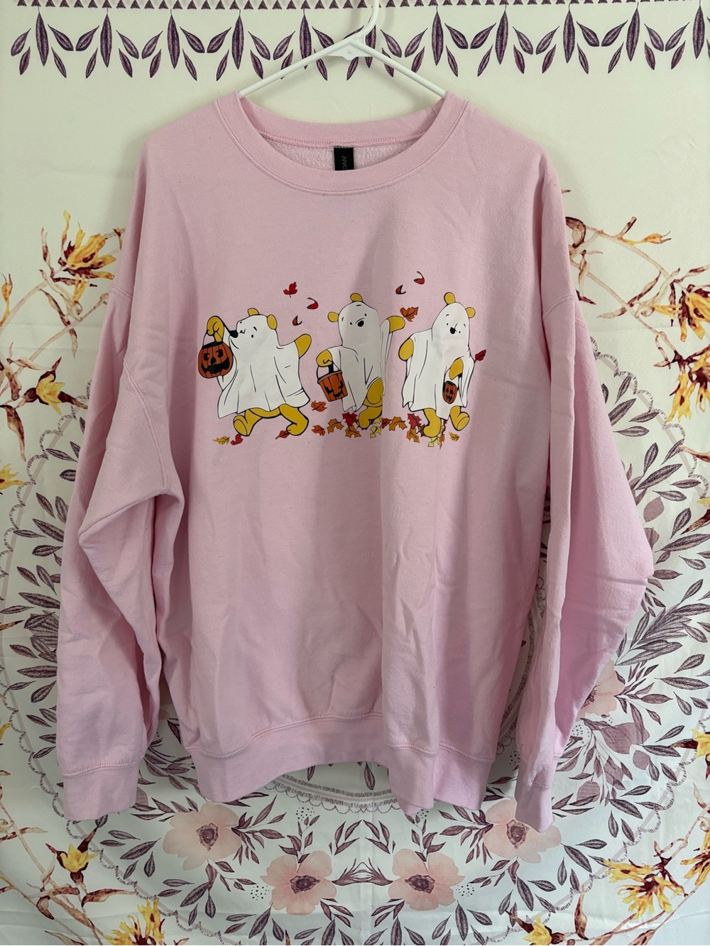 Gildan Light Pink Halloween Bear Crewneck Sweatshirt